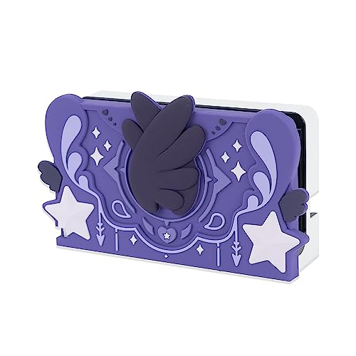 GeekShare Soft Silicone Faceplate Cover for Nintendo Switch/OLED Charging Dock, Anti-Scratch Dock Cover- Star Wings Series (Purple) - Purple