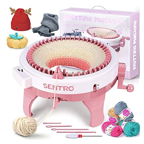 SENTRO Knitting Machine, 48 Needles Smart Weaving Loom Round Spinning Crochet Knitting Machines with Row Counter, Knitting Board Rotating Double Loom, Weaving Loom Machine Kit