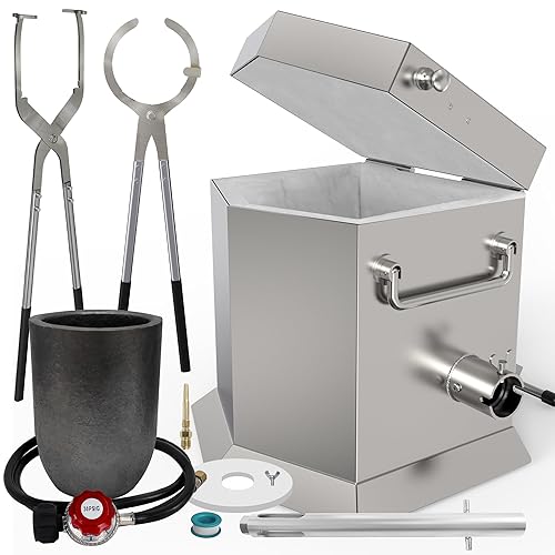 CANALHOUT 7KG/15lbs Propane Melting Furnace Kit with Two Tongs and Crucible, All New Kiln Metal Foundry Furnace Smelting Gold Silver Copper Aluminum, Metal Recycle Home Smelting Casting Tool - 7KG Furnace Kit & Tongs set