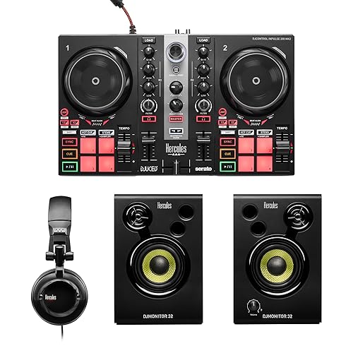 Hercules DJLearning Kit MK II including the DJ Inpulse 200 MK II controller, HD45 headphones and DJ Monitor 32 speakers - Learning Kit - Inpulse 200 MKII