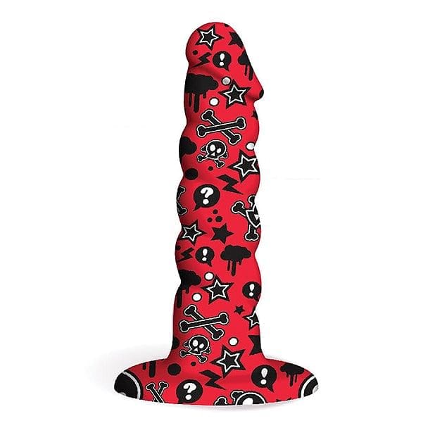 Collage Goth Girl Twisted Silicone Dildo - Red
