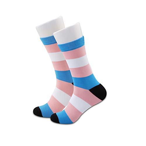 JXGZSO Transgender Pride Flag Socks LGBTQ Gifts Queer Pride Trans Flag Tube Socks Transgender Gift - Transgender Pride Flag Socks 2.0 1 Pair