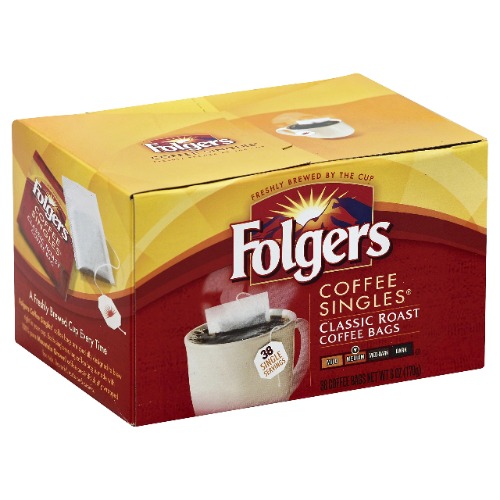 Folgers Coffee Singles Classic Roast Coffee Bags, 6 Ounce