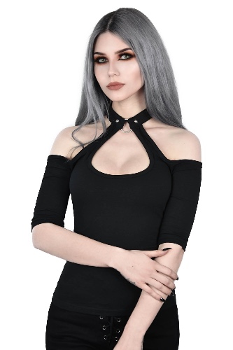 Seraphina Choker Top [B] | M / Black / 95% Cotton 5% Elastane