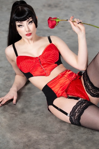 Scarlet Webutant Garter Belt | L / Red / 97%Polyester 3%Elastane