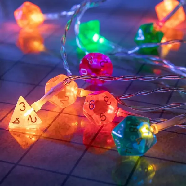 Handmade LED Dice Light Strands | Fairy Lights, DND LED String Light, D20 Dice Light for Christmas Tree Doldols