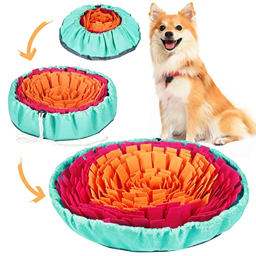 Vivifying Snuffle Mat for Dogs, Interactive Sniff Mat for Slow Eating and Keep Busy, Adjustable Dog Digging Toys Encourages Natural Foraging Skills and Mental Stimulation - Rose Red Orange