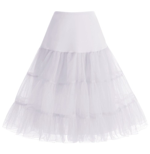 HomRain petticoat voor dames, retrostijl (jaren ‘50), vintage onderrok, feestelijke hoepelrok in crinoline - L - Wit