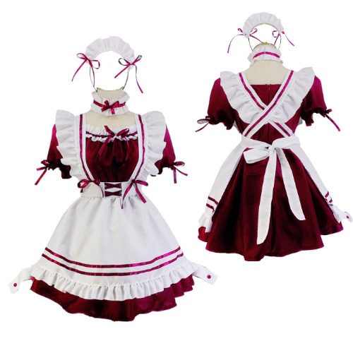 CarolynDesign Japanse Anime Sissy Maid Jurk Anime Frans Maid Schort Lolita Fancy Dress Set