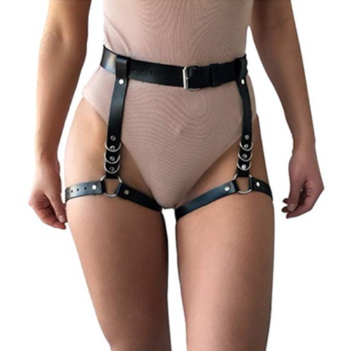Mismxc Vrouwen Sexy Punk Lederen Harnas Kousenband Verstelbare Taille Been Cincher Cage Belt