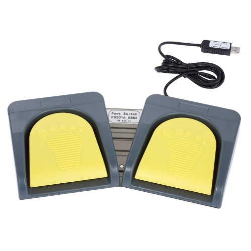 Docooler PCsensor USB 2 Foot Switch Control Keyboard Multimedia Keyboard Gamepad Mouse String Action Pedal Grey with Yellow