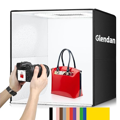 Glendan 20x20 inch Light Box Photography, Large Photo Studio Light Box, Professional Dimmable Photo Booth with 240 LED Lights & 6 Double-Sided Color Backdrops Photo Box for Product Photography - 20*20 Inch