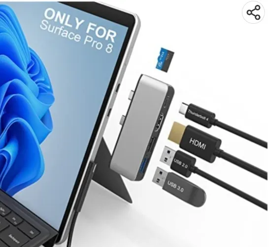 Amazon.com: Surface Pro 8 Hub Docking Station with 4K HDMI, USB-C Thunerbolt 4 (Display+Data+PD Charging), USB 3.0, USB 2.0, TF Card Slot, Triple Display (Surface Pro 8+HDMI+USB C) for Microsoft Surface Pro 8 : Electronics