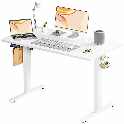 Sweetcrispy Standing Desk, Stand Up Desk, Electric Standing Desk with Splice Board, 48 x 24in Ergonomic Height Adjustable Desk Sit to Stand Desk, Computer Workstation Home Office Desk-White - White - 48''x 24''