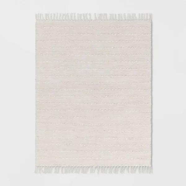 Chenille Fringe Rug Gray/Beige