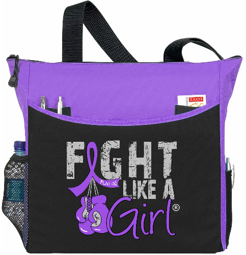 Fight Like a Girl Knockout Dakota 5-Pocket Tote Bag - Purple (FIbromyalgia)