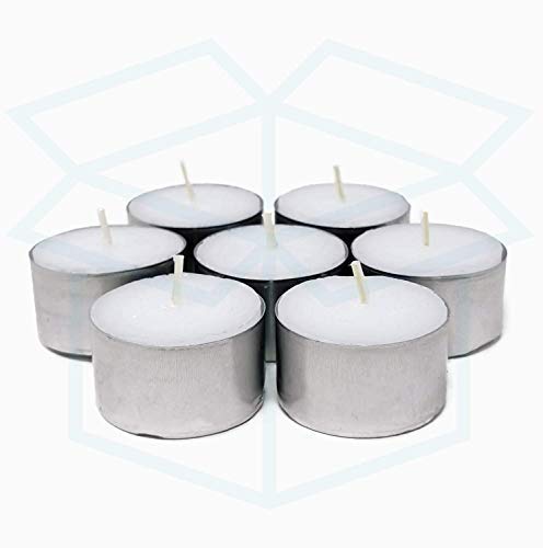 We Can Source It Ltd - 50 White Tea Light Candles Unscented Non-toxic - 8 Hours Burn Tealight Candles - Perfect for Christmas, Valentines Day, Birthday Celebration