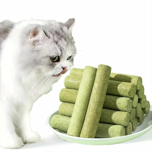 Cat Grass Teething Sticks for Hairball Removal, Dental Care, Stress Relief, and Chicken Flavor, Natural Cat Dental Treat for Indoor Cat