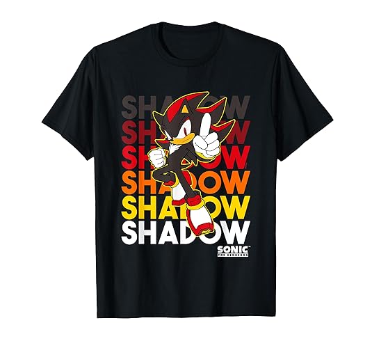 Sonic The Hedgehog Shadow Stacked Text Womens Cool Logo T-Shirt Fit Type: Women / Color: Black / Size: Medium