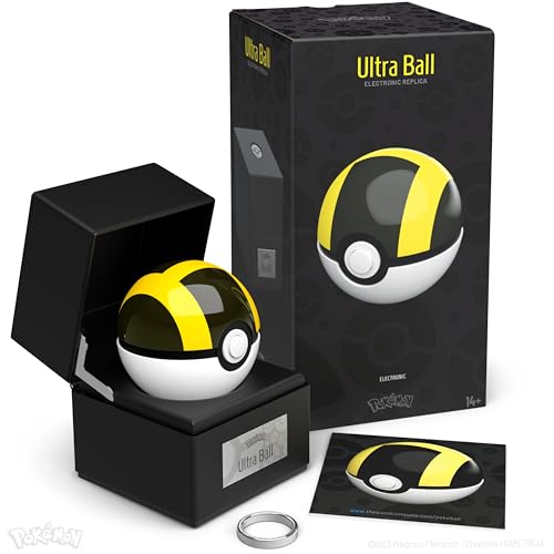 The Wand Company Ultra Ball Authentic Replica - Realistic, Electronic, Die-Cast Poké Ball with Display Case Light Features – Officially Licensed by Pokémon