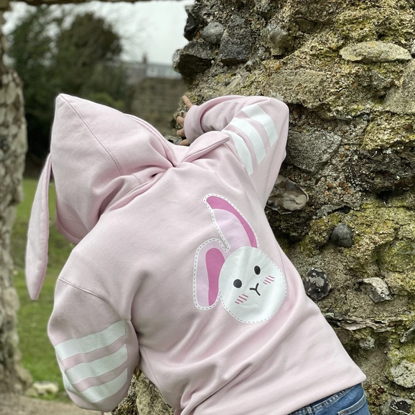 Feng Bunny Hoodie with Ears - Pink