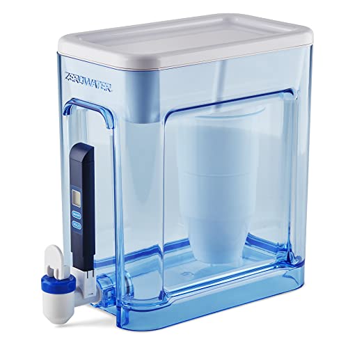 Culligan ZeroWater 22-Cup Ready-Read 5-Stage Water Filter Dispenser with 5-Stage 0 TDS Water Filter – IAPMO Certified to Reduce Lead, Chromium, and PFOA/PFOS - 22-Cup Dispenser