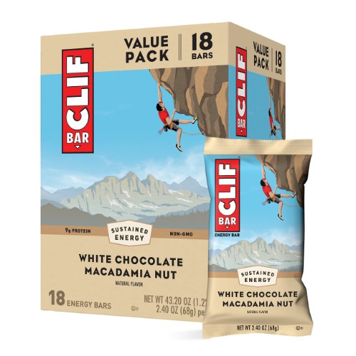 CLIF BARS - Energy Bars - White Chocolate Macadamia Nut Flavor - Made with Organic Oats - Plant Based Food - Vegetarian - Kosher (2.4 Ounce Protein Bars, 18 Count) Packaging May Vary - White Chocolate Macadamia