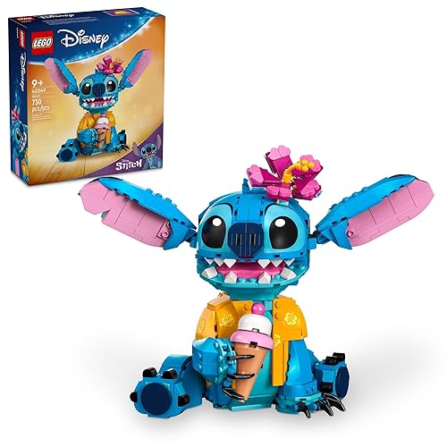 LEGO Disney Stitch Toy Building Kit, Disney Toy for 9 Year Old Kids, Buildable Figure with Ice Cream Cone, Fun Disney Gift for Girls, Boys and Lovers of The Hit Movie Lilo and Stitch, 43249 - Multicolor