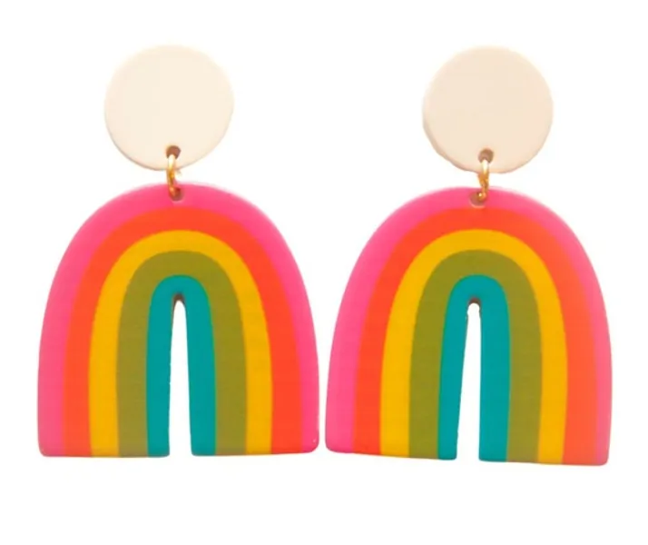 70s Cotton Candy Retro Rainbow Earrings Groovy Girl | Etsy