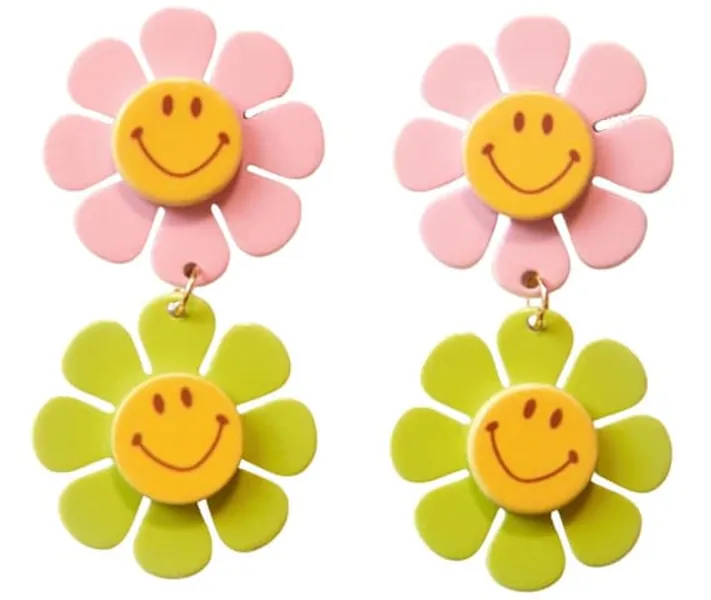 60s Smiley Flower Power Groovy Earrings | Etsy