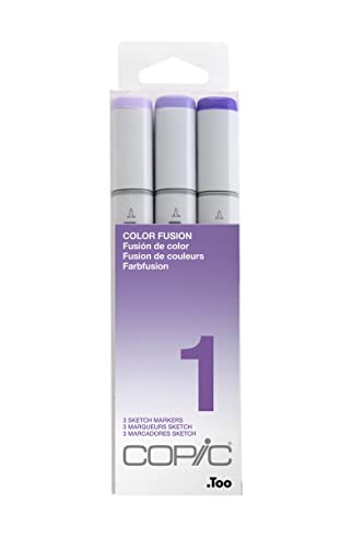 Copic Sketch, Alcohol-based Markers, 3pc Set, Color Fusion #1 - Purple