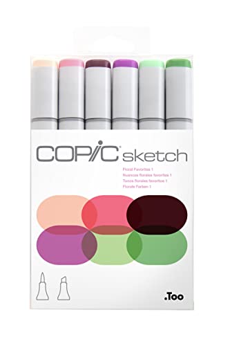Copic Sketch, Alcohol Markers, 6pc Set, Floral Favorites 1 - Floral Favorites 1 - Marker Set