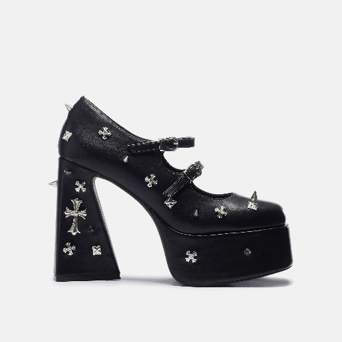 Devil Tears Black Platform Heels | UK 6 / Black