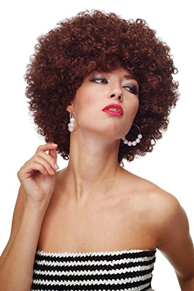 WIG ME UP - PW0011-P30 Perücke Afroperücke Afro 70er Jahre Party Partyperücke Funk Funky Disco Foxy Mahagonibraun Braun