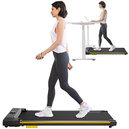 UREVO Walking Pad, Under Desk Treadmill, Portable Treadmills for Home/Office, Walking Pad Treadmill with Remote Control, LED Display - Yellow