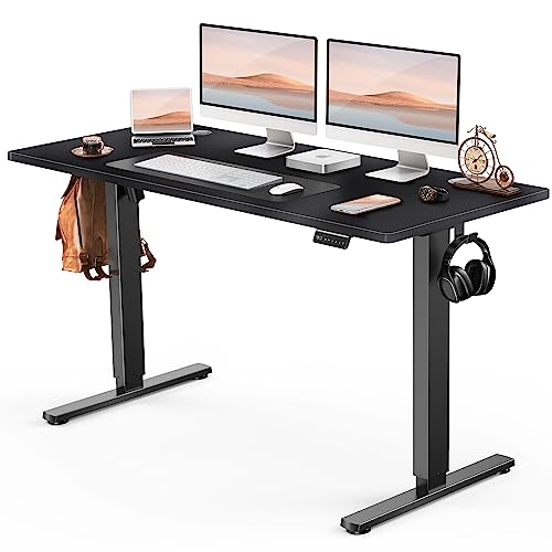 Adjustable Height Electric Sit Stand Up Down Computer Table, 63x24 Inch Ergonomic Rising Desks for Work Office Home, Modern Lift Motorized Gaming Desktop Workstation, Black, 6324