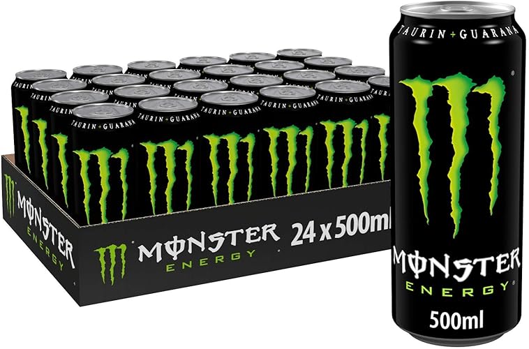 Monster Energy - koffeinhaltiger Energy Drink mit klassischem Energy-Geschmack - in praktischen Einweg Dosen (24 x 500 ml) - 500 ml (24er Pack)