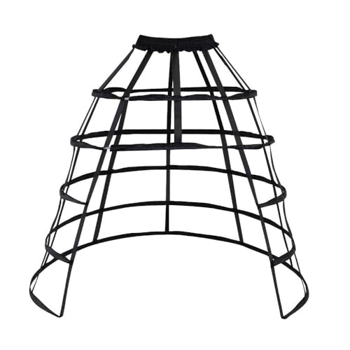 DUNHAO COS Women's Rare Vintage Cage Pannier 5 Hoop Skirt Victorian Bustle Petticoat - One Size - Open 5 Black
