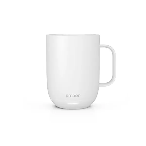 Ember Temperature Control Smart Mug 2-414 ml App-Controlled and Rechargeable Heated Coffee Mug with Intelligent LED Display, 80 Min Battery Life and Improved Design, White
