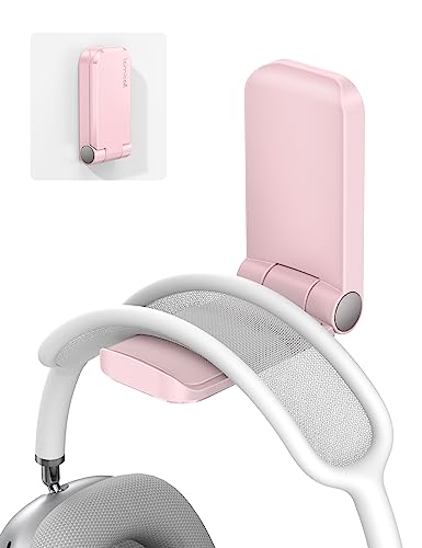 Lamicall Headphone Stand, Sticky Headset Hanger - Adhesive Headphone Holder Hook Mount, Headset Stand Holder Clip Under Desk, Earphone Clamp for Airpods Max, HyperX, Sennheiser, Pink - Pink