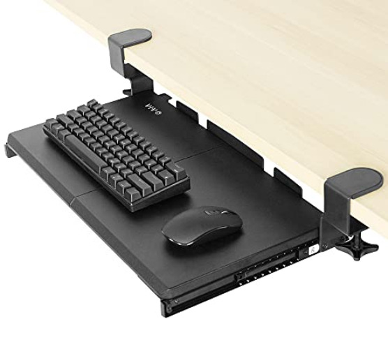 VIVO Small Keyboard Tray, Under Desk Pull Out with Extra Sturdy C Clamp Mount System, 20 Inches (26 Inches Including The Clamps) x 11 Inches Slide-Out Platform Computer Drawer for Typing, Black, - Black - 20 inch