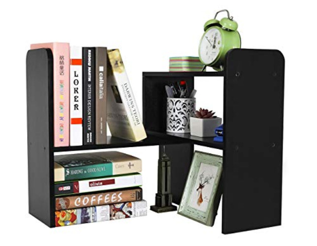 PAG Desk Organizer Desktop Shelf Adjustable Countertop Bookshelf Small Table Shelves Book Organizer Office Organization for Desk, Black - Black - Style 1