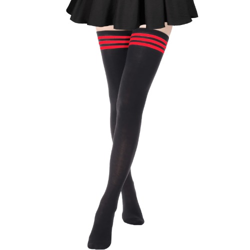 DRESHOW Extra Long High Thigh Socks Striped Over Knee Thin Tights Long Stocking