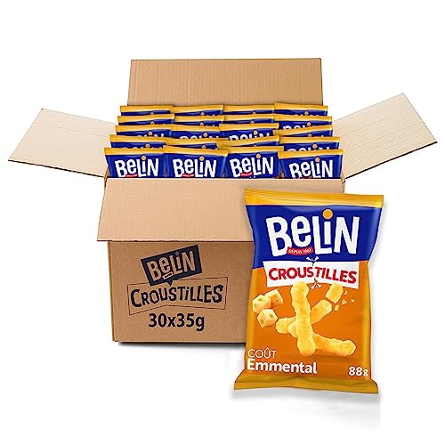 Belin - Croustilles Fromage - Goût Emmental - Format Pocket - Pack de 30 sachets (35 g)