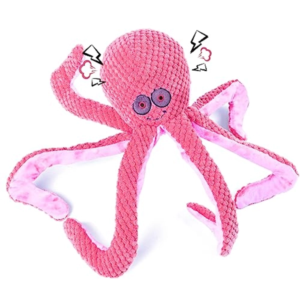 Dog Toys Squeaky Dog Toys Crinkle Plush Dog Toys for Large Medium Small Dog Breed, Octopus Stuffed Durable Chew Toys for Teething,Interactive Playing Tug-of-War Dog Toys