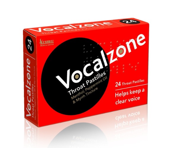 Vocalzone throat pastilles menthol, peppermint oil & Myrrh Tincture(4 pack)
