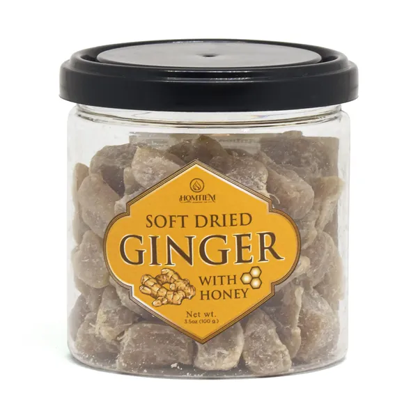 Homtiem Dried Crystallized Ginger (less sweet, 3.5 Ounce) Chewy and Delicious Dried Gingers, No artificial colors