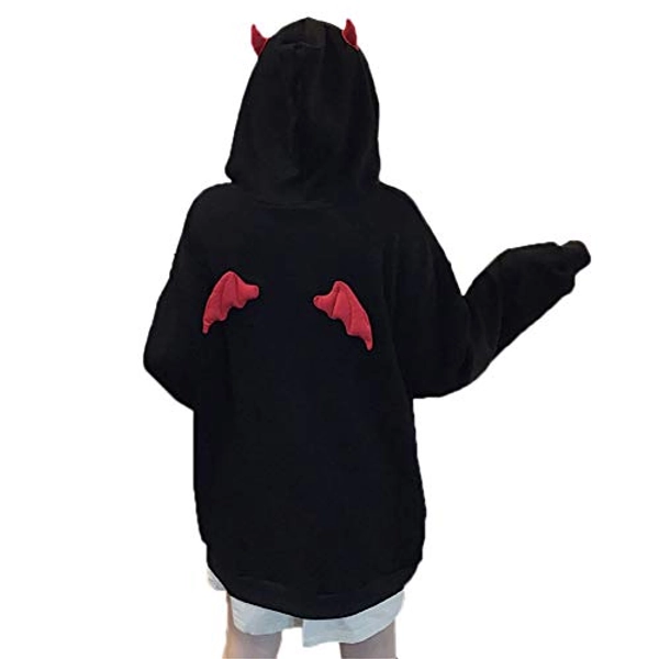 SIPEIEN Women Devil Wings Hooded Sweatshirt Loose Long Sleeve Hoody Pullover Hooded Sweater