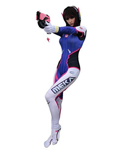 OURCOSPLAY Women's Dva Bodysuit Cosplay Costume with Gloves Socks F107 - Women US XL