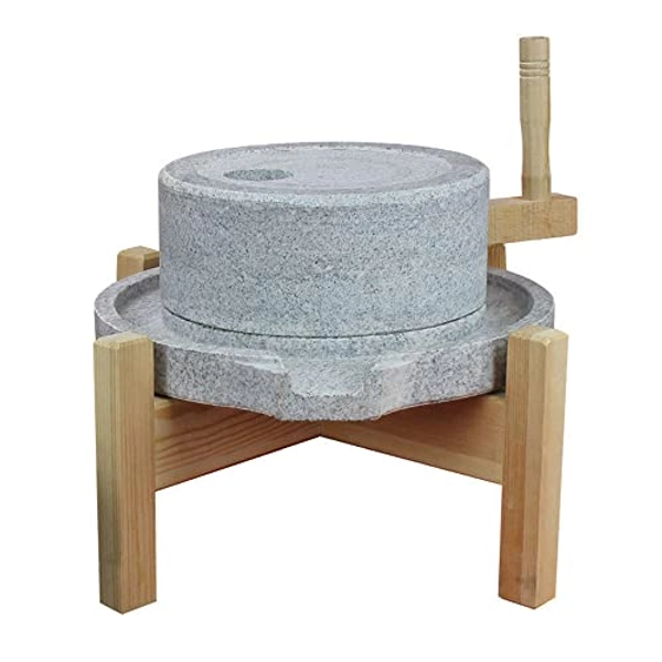 Natural Handmade bluestone mill/grinder,Handmade mill, handmade household old hand mill for grain, bean and barley(white) (7.87inx11.8in)